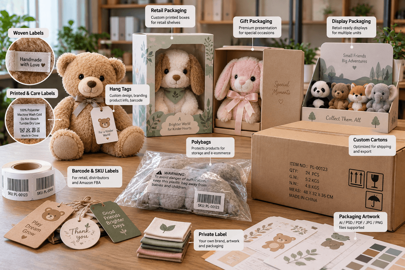 Custom Plush Packaging & Branding